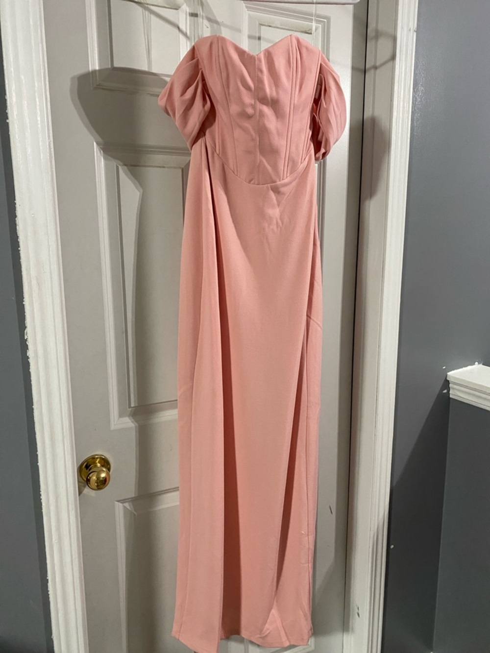 Showpo Blush Pink Off-Shoulder Maxi Dress size 2